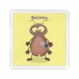 Funny cute cockroach cartoon character acrylic tray