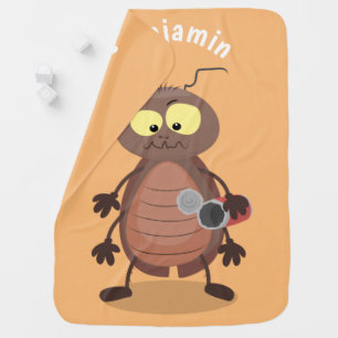 Funny cute cockroach cartoon character baby blanket