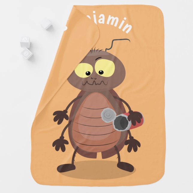 Funny cute cockroach cartoon character baby blanket (In Situ)