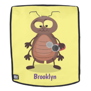 Funny cute cockroach cartoon character backpack