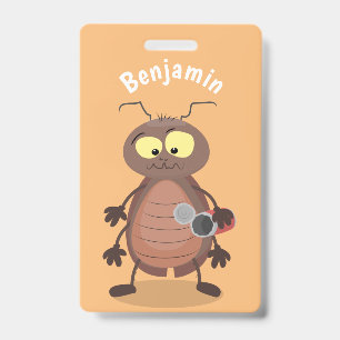 Funny cute cockroach cartoon character badge
