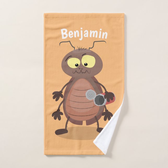 Funny cute cockroach cartoon character bath towel set (Hand Towel)