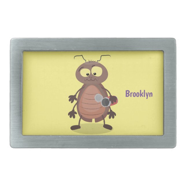 Funny cute cockroach cartoon character belt buckle (Front)