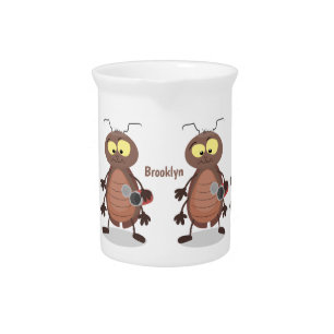 Funny cute cockroach cartoon character beverage pitcher