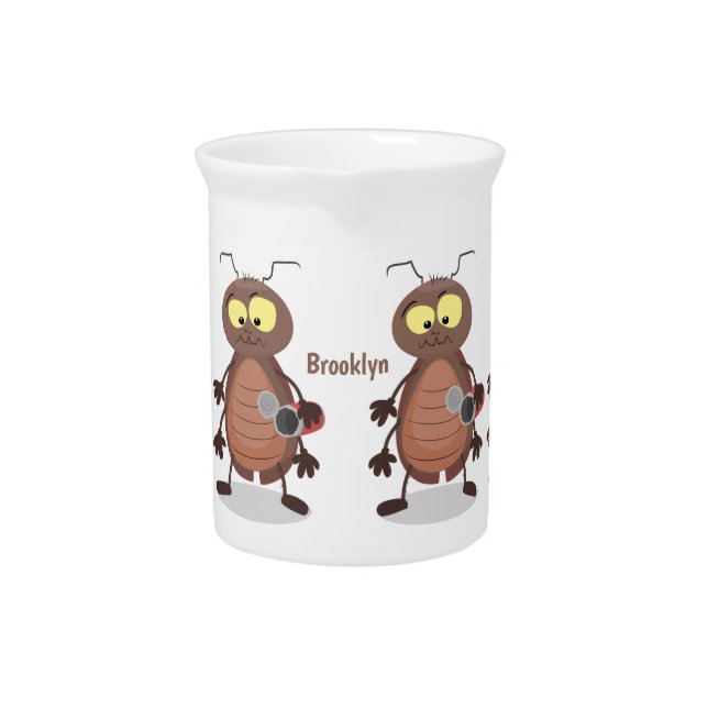 Funny cute cockroach cartoon character beverage pitcher (Front)