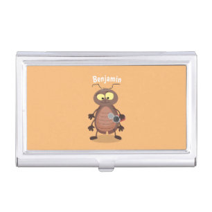 Funny cute cockroach cartoon character business card case