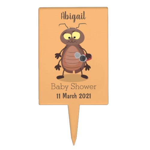 Funny cute cockroach cartoon character cake topper