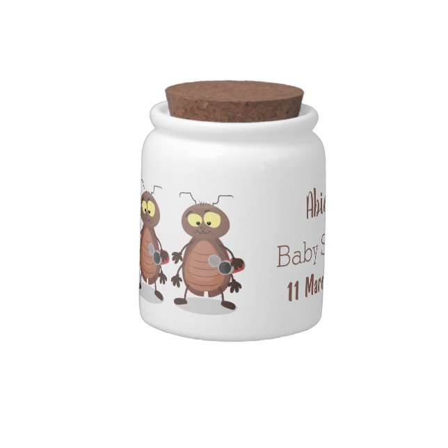 Funny cute cockroach cartoon character candy jar (Left)