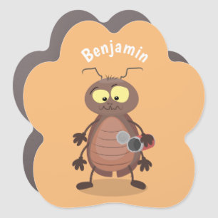 Funny cute cockroach cartoon character car magnet