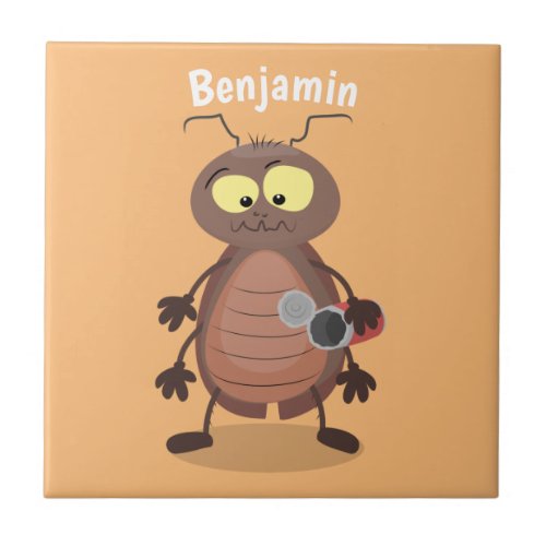 Funny cute cockroach cartoon character ceramic tile