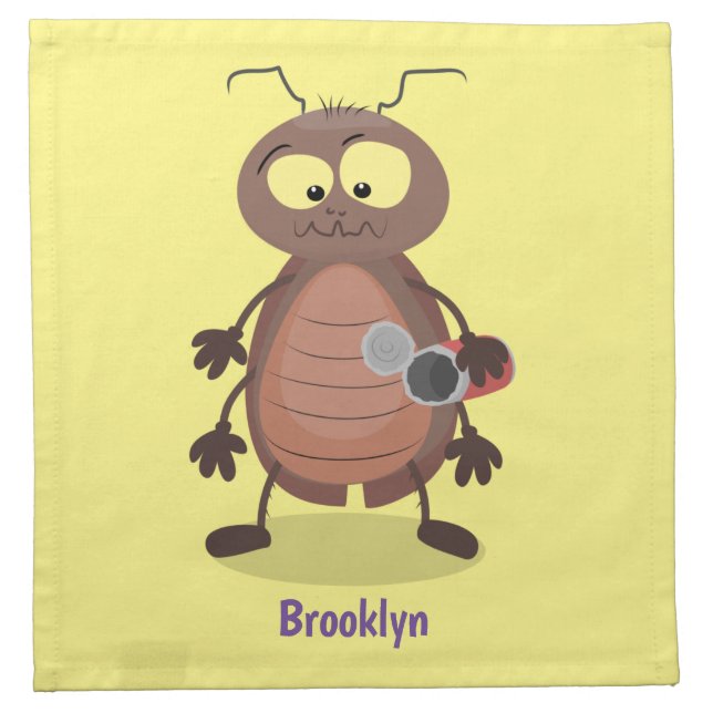 Funny cute cockroach cartoon character cloth napkin (Front)