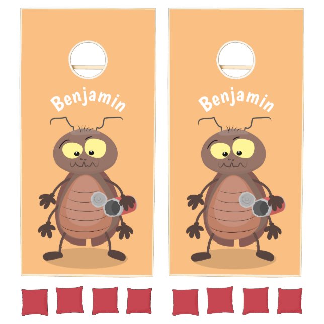 Funny cute cockroach cartoon character cornhole set (Set)