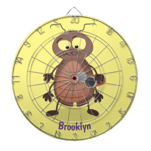 Funny cute cockroach cartoon character dart board