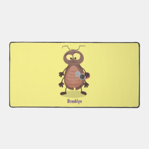 Funny cute cockroach cartoon character desk mat