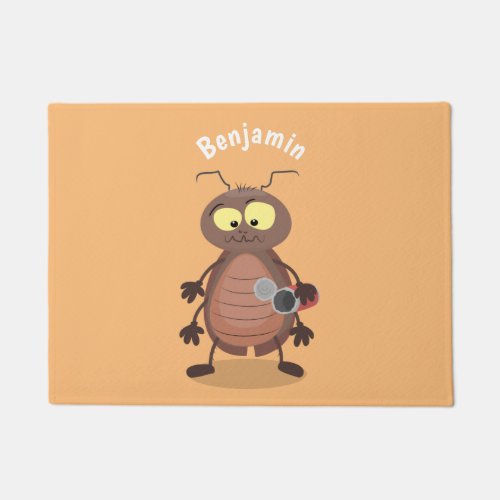 Funny cute cockroach cartoon character doormat
