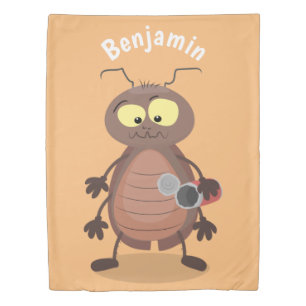 Funny cute cockroach cartoon character duvet cover