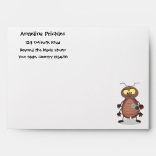 Funny cute cockroach cartoon character envelope