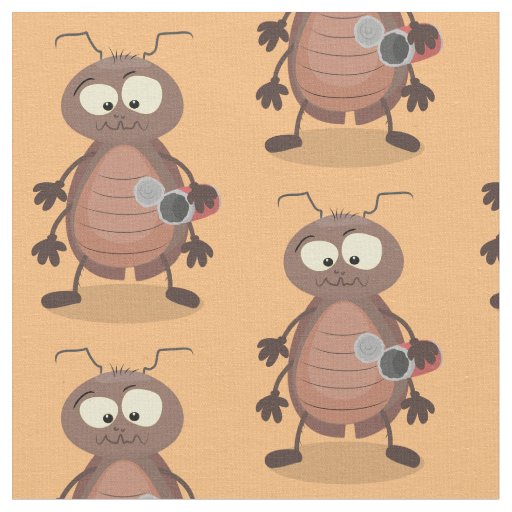 Funny cute cockroach cartoon character fabric