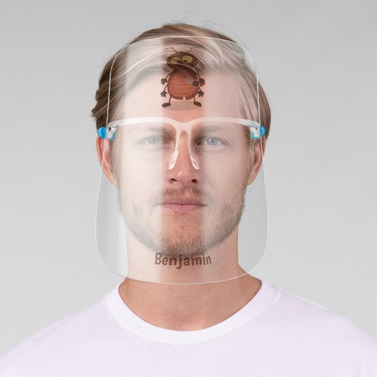 Funny cute cockroach cartoon character face shield (Insitu)