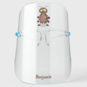 Funny cute cockroach cartoon character face shield (Front)