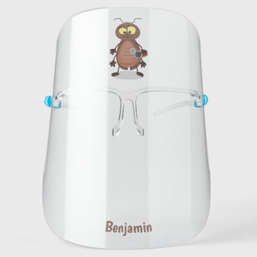 Funny cute cockroach cartoon character face shield (Front)