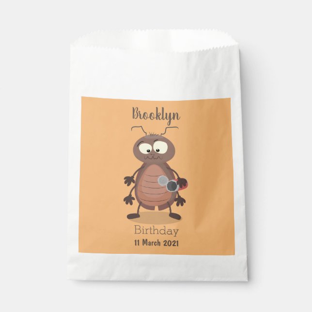 Funny cute cockroach cartoon character favor bag (Front)