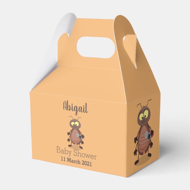 Funny cute cockroach cartoon character favor boxes (Front Side)