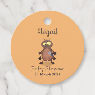 Funny cute cockroach cartoon character favor tags