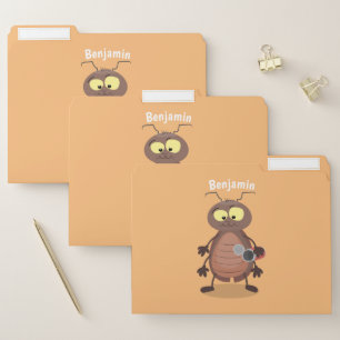 Funny cute cockroach cartoon character file folder