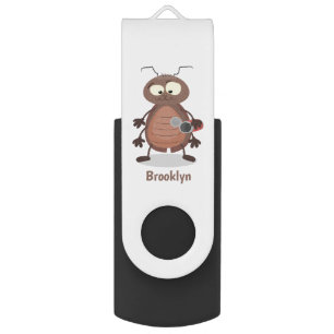 Funny cute cockroach cartoon character flash drive