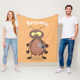 Funny cute cockroach cartoon character fleece blanket