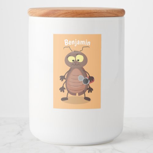 Funny cute cockroach cartoon character food label