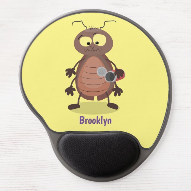 Funny cute cockroach cartoon character gel mouse pad (Front)