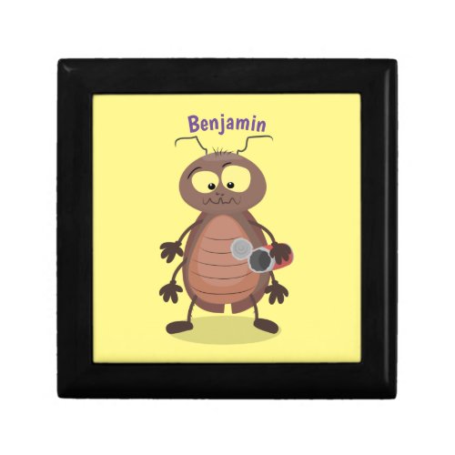 Funny cute cockroach cartoon character gift box