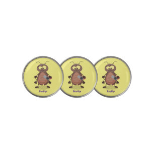 Funny cute cockroach cartoon character golf ball marker