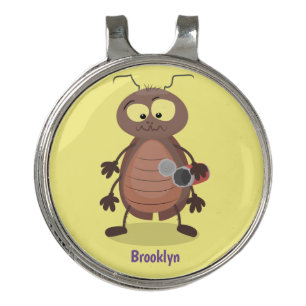 Funny cute cockroach cartoon character golf hat clip