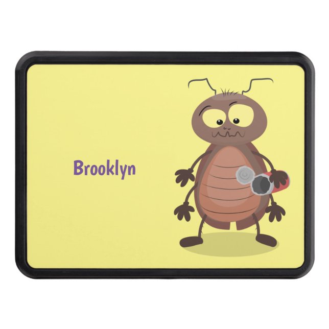 Funny cute cockroach cartoon character hitch cover (Front)