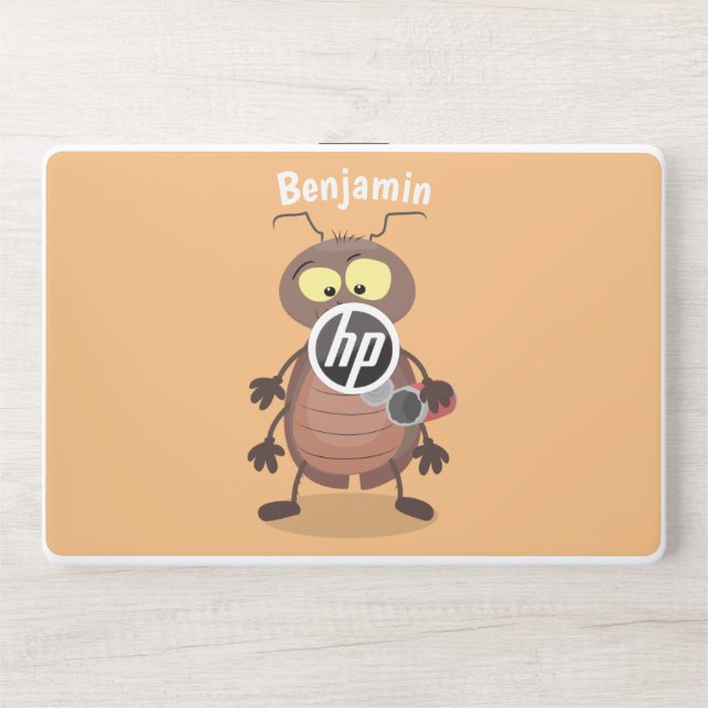 Funny cute cockroach cartoon character HP laptop skin (Front)