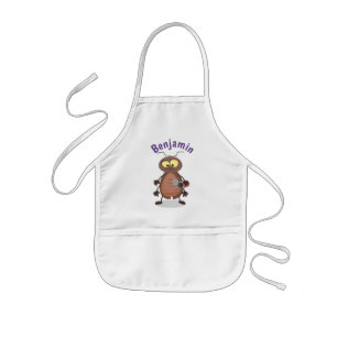 Funny cute cockroach cartoon character kids' apron