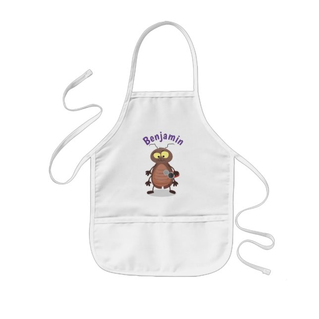 Funny cute cockroach cartoon character kids' apron (Front)