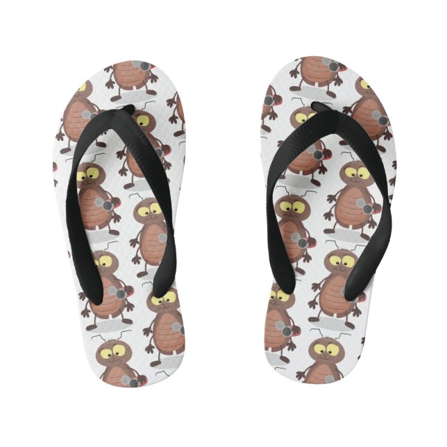 Funny cute cockroach cartoon character kid's flip flops (Footbed)
