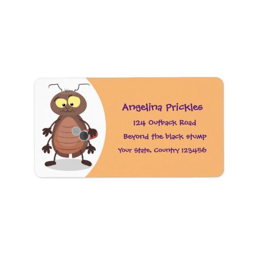 Funny cute cockroach cartoon character label