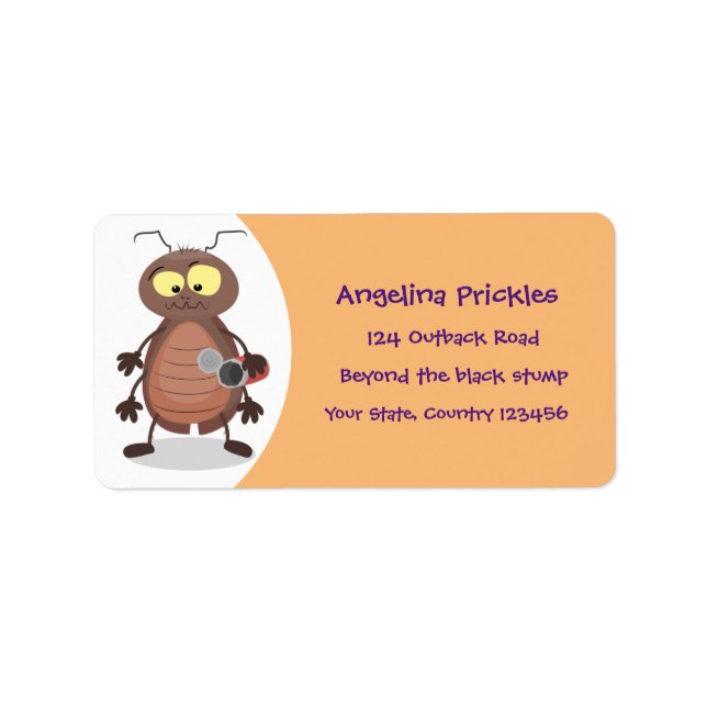 Funny cute cockroach cartoon character label (Front)