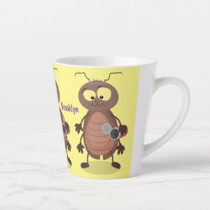Funny cute cockroach cartoon character latte mug