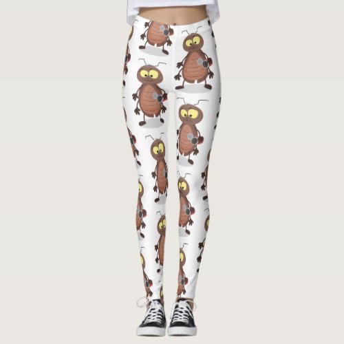 Funny cute cockroach cartoon character leggings