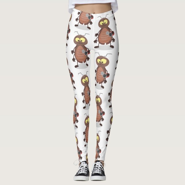 Funny cute cockroach cartoon character leggings (Front)
