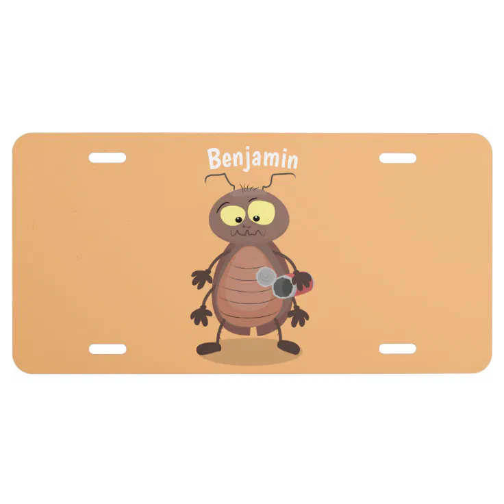 Funny cute cockroach cartoon character license plate | Zazzle Funny cute cockroach cartoon character license plate | Zazzle
