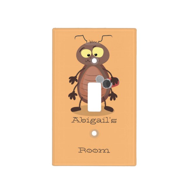 Funny cute cockroach cartoon character light switch cover (Front)
