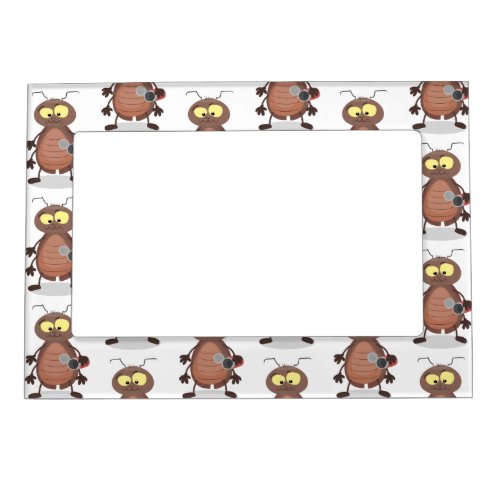 Funny cute cockroach cartoon character magnetic frame