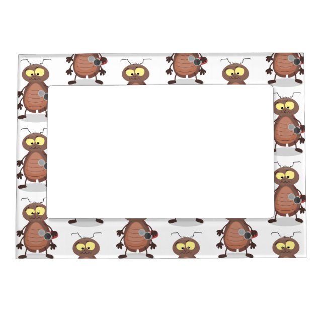 Funny cute cockroach cartoon character magnetic frame (Front)